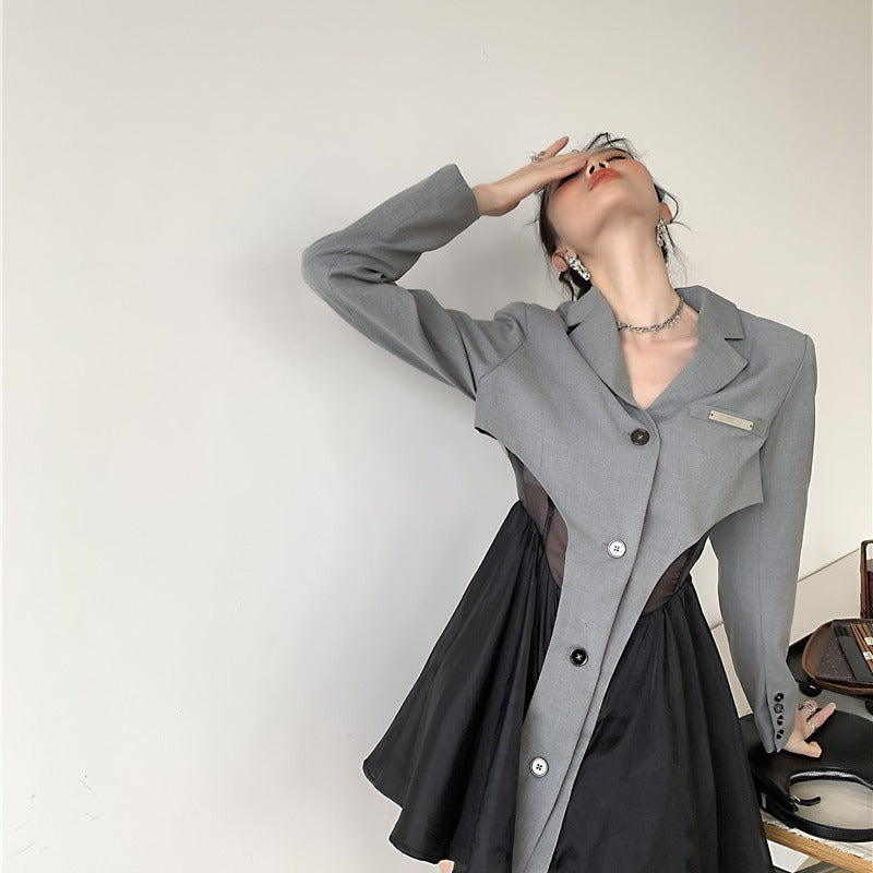 UNIKCOSA LuxeEase Preppy Girly Mesh Stitching Dress Skirt 💫