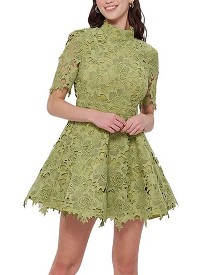 UNIKCOSA Velora Lace Waist Slimming Color Short Dress 💫