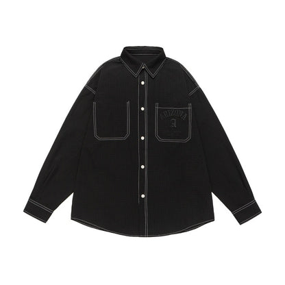 UNIKCOSA NoirFit Color Blocking PocketEmbroidery Shirt 💫