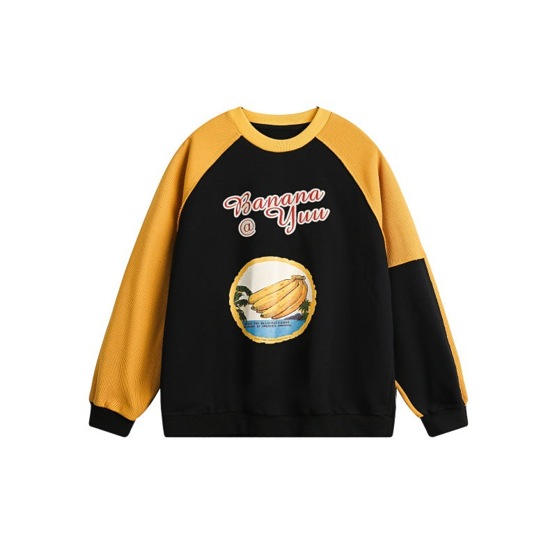 UNIKCOSA Velora Banana Print Colorblock Raglan CrewNeck 💫
