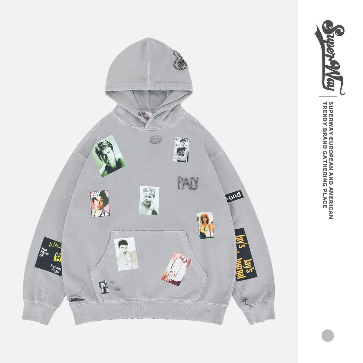 UNIKCOSA UrbanSoul Hooded Sweatshirt Distressed Beaded 💫