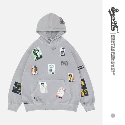 UNIKCOSA UrbanSoul Hooded Sweatshirt Distressed Beaded 💫