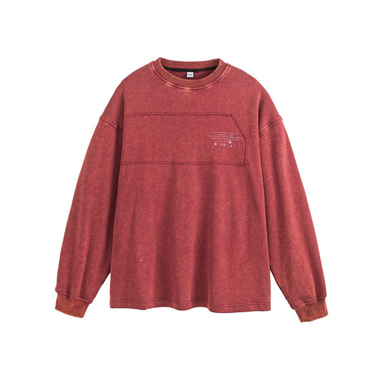 UNIKCOSA LuxeEase Washed Embroidered Crew Neck Sweatshirt 🌆