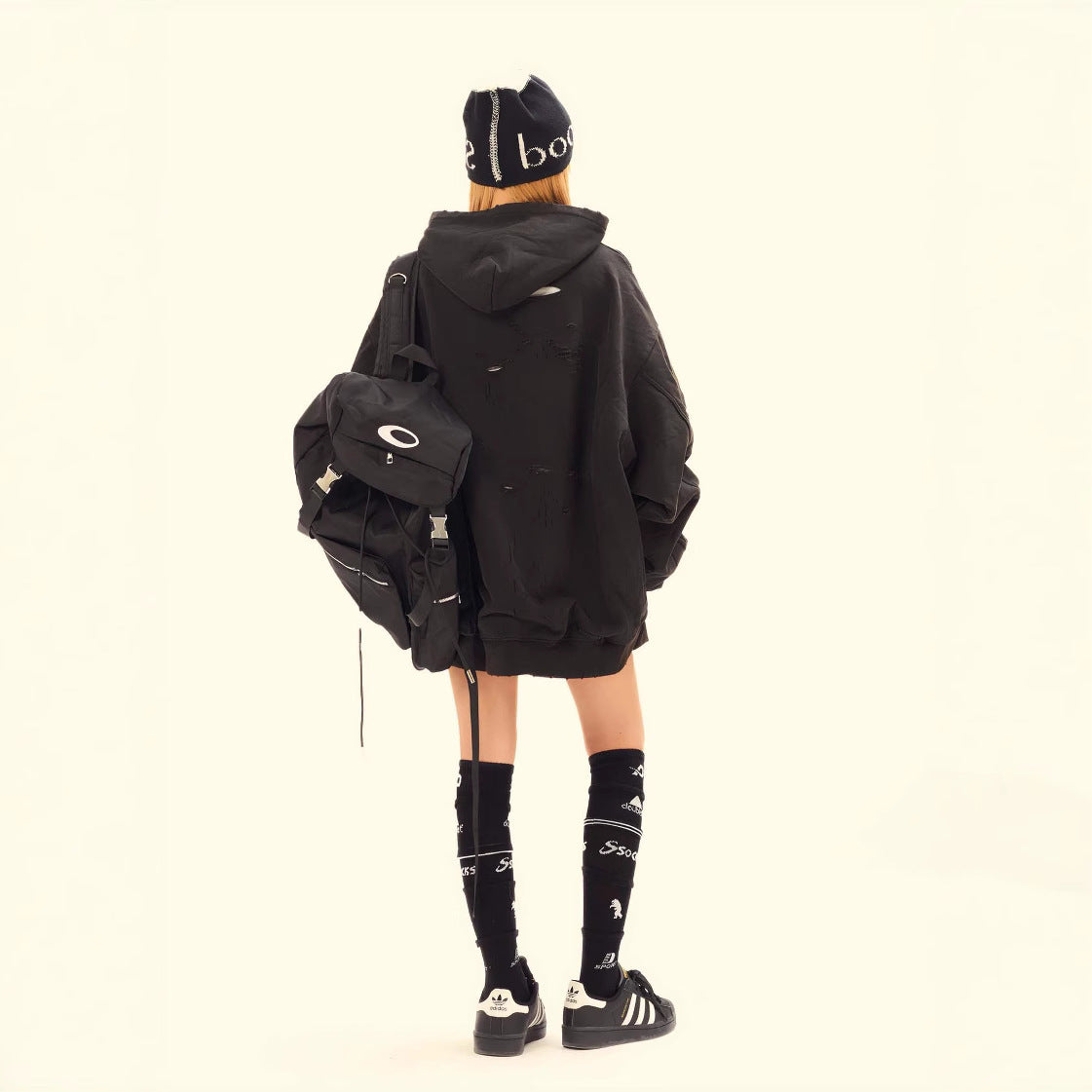 UNIKCOSA UrbanSoul Washed Distressed Letter Print Hoodie 💫