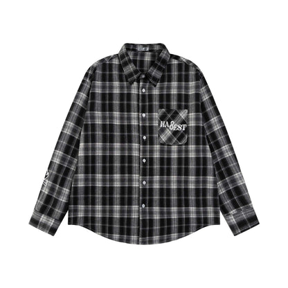 UNIKCOSA RetroMuse Beaded Plaid Shirt Turn Collar Unisex 💫