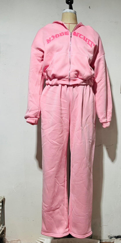 UNIKCOSA RetroMuse INS Letter Two-Piece Set Cropped Hoodie 💫