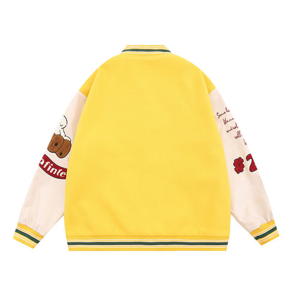 UNIKCOSA UrbanSoul Embroidered Street Jacket Red Autumn 💫