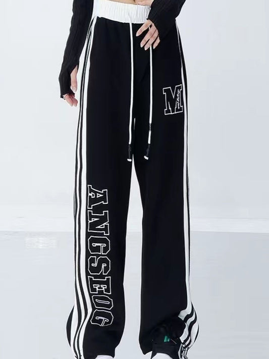 UNIKCOSA UrbanSoul High-Waist Alphabet Stripe Sweatpants 💫