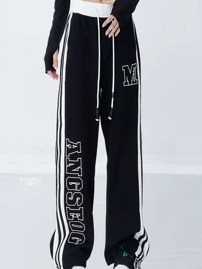UNIKCOSA UrbanSoul High-Waist Alphabet Stripe Sweatpants 💫
