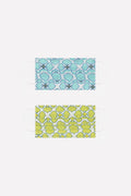 Q2 2 PACK organic cotton flower print Mask in green and turquoise