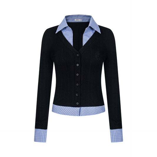 UNIKCOSA Velora Fake Two-Piece Top Long Sleeve Black 💫