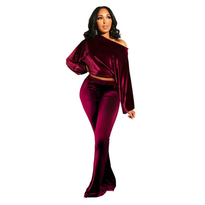 UNIKCOSA VelvetAllure One-Shoulder 2-Piece Set for Women 💃