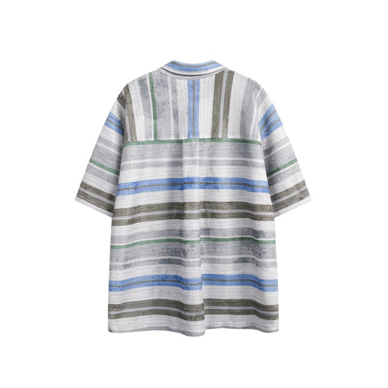 UNIKCOSA UrbanSoul Striped Patchwork Patch Pocket Shirt 💫