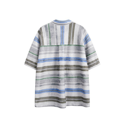 UNIKCOSA UrbanSoul Striped Patchwork Patch Pocket Shirt 💫