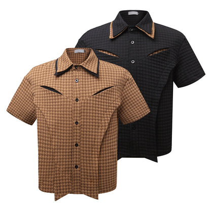 UNIKCOSA NoirFit Patchwork Deconstructed Short Sleeve Shirt🔥