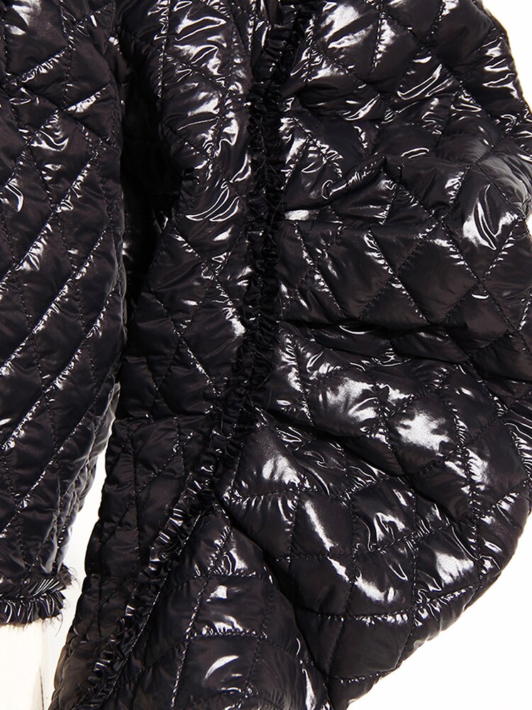 UNIKCOSA DiamondQuilt Horn-Sleeve Cotton Jacket — Elegant Short Puffer for Autumn/Winter ❄️