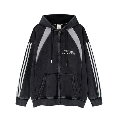 UNIKCOSA UrbanSoul Striped Patchwork Hoodie Pullover 💫