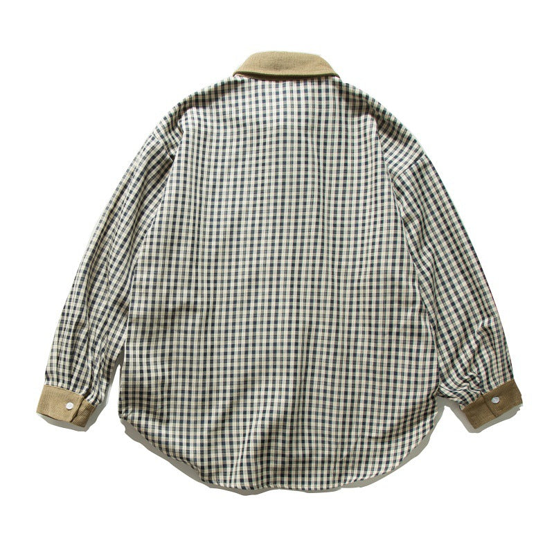 UNIKCOSA UrbanSoul Patchwork Checkered Shirt For Workwear 💫