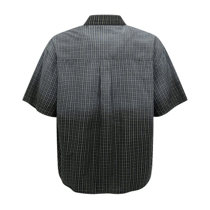 UNIKCOSA RetroMuse Gradient Plaid Short Sleeve Men's Shirt💫