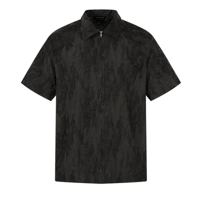 UNIKCOSA UrbanSoul Men's Zipper Ripped Short Sleeve Shirt 🌆
