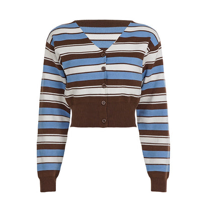 UNIKCOSA RetroMuse Retro Style Striped V Neck Cardigan 💫