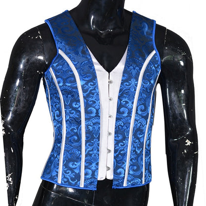 UNIKCOSA NoirFit Blue Jacquard Waistcoat Shapewear For Men💫