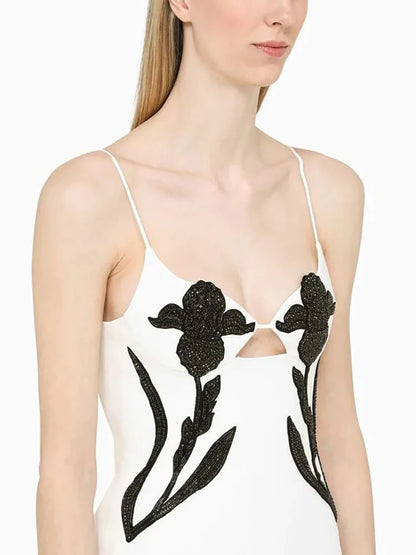 UNIKCOSA LuxeEase Hanging Strap Flower Nightclub Dress 💫