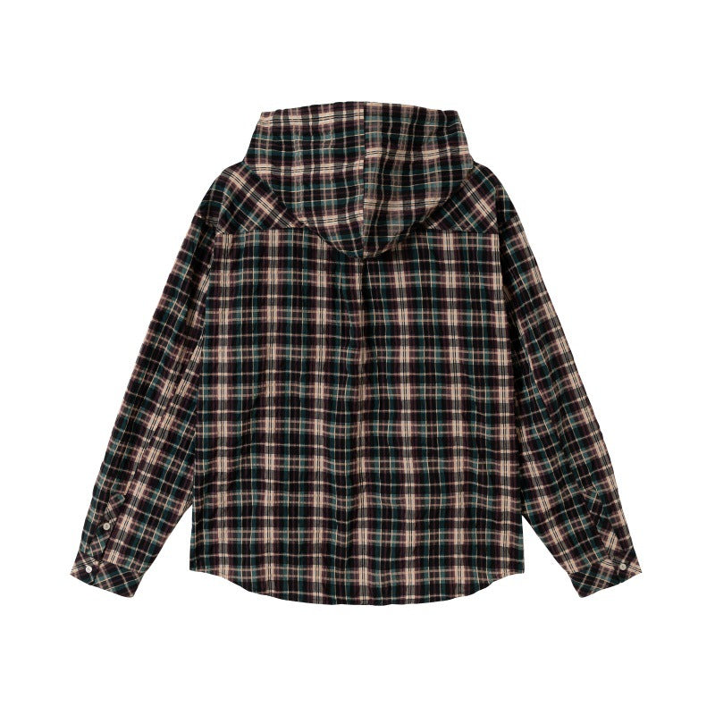 UNIKCOSA UrbanSoul Plaid Hooded Spliced Design Shirt 💫