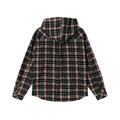 UNIKCOSA UrbanSoul Plaid Hooded Spliced Design Shirt 💫
