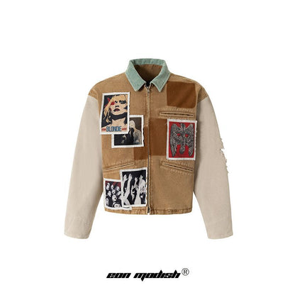 UNIKCOSA UrbanSoul Patchwork Vintage Heavyweight Jacket 💫
