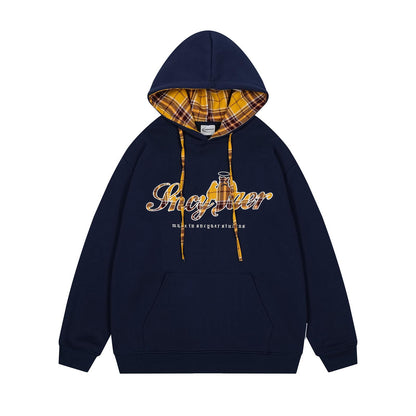 UNIKCOSA NoirFit Checkered Embroidered Hooded Sweatshirt 💫