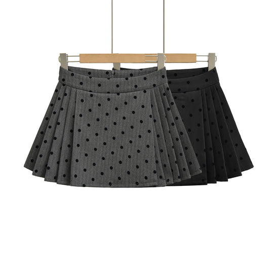 UNIKCOSA Velora Polka Dot Flock Spandex A Line Mini Skirt 💫