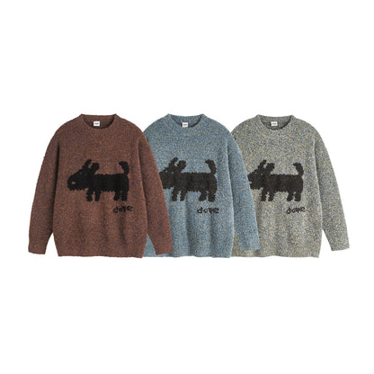 UNIKCOSA UrbanSoul Dog Jacquard Loose Unisex Sweater 💫