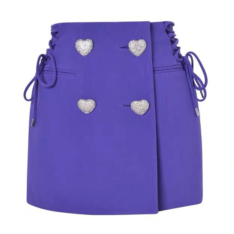 UNIKCOSA Velora Diamond Heart Button Bow Suit Coat Skirt 🌸