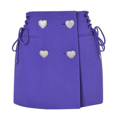 UNIKCOSA Velora Diamond Heart Button Bow Suit Coat Skirt 🌸