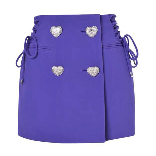 UNIKCOSA Velora Diamond Heart Button Bow Suit Coat Skirt 🌸