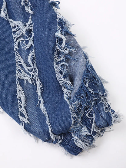 UNIKCOSA UrbanSoul Denim Jacket Loose Fit Tassels Big Size 💫