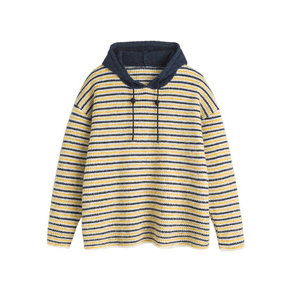 UNIKCOSA Velora Color Block Striped Hooded Knit Sweater 💫