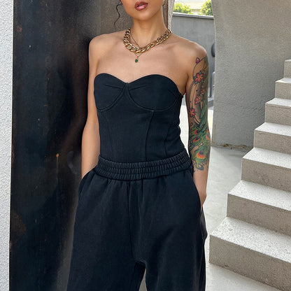 UNIKCOSA Velora Two Piece Set Tube Top Vest Wide Leg Pants 💫