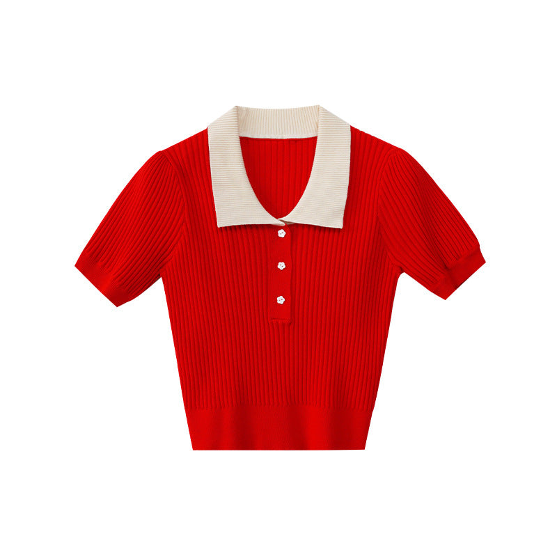 UNIKCOSA Velora Collar Short Sleeve Knit Sweater 💫