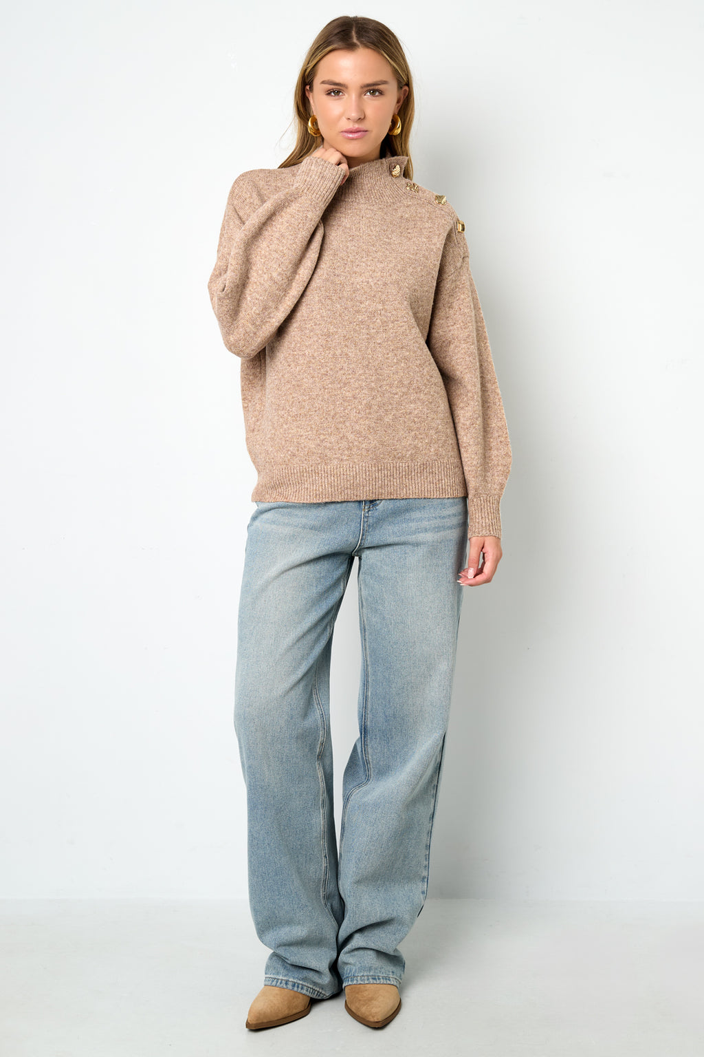 Knitted Polyester Fiber Women's Turtleneck Sweater Casual Solid Color