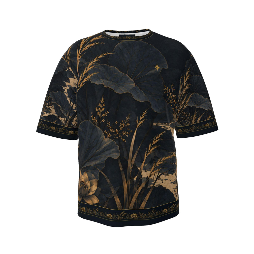 Midnight Lotus Luxury Oversized Cotton T-Shirt