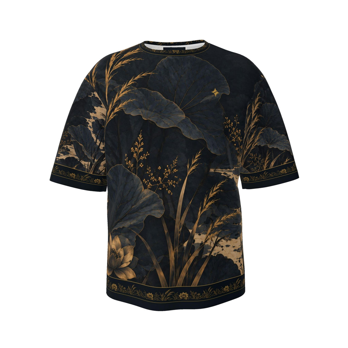 Midnight Lotus Luxury Oversized Cotton T-Shirt