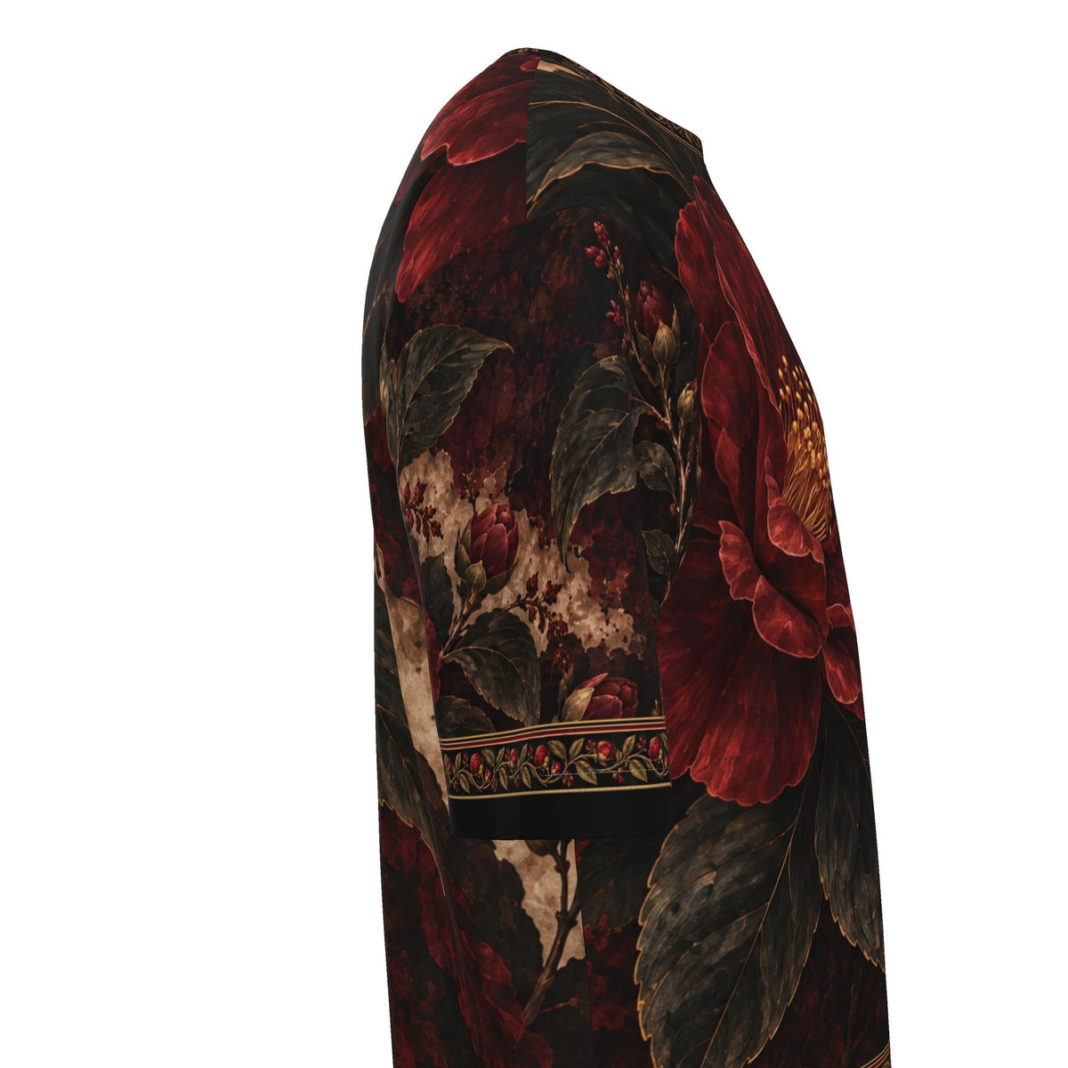 Scarlet Camellia Luxury Oversized Cotton T-Shirt