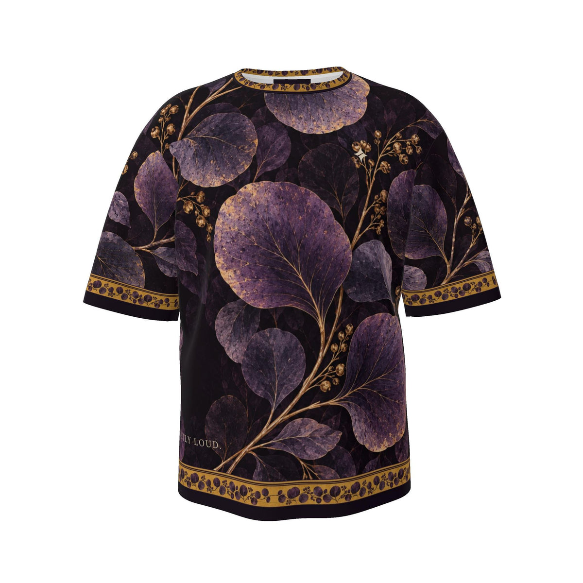 Amethyst Leaf Nocturne Luxury Oversized Cotton T-Shirt