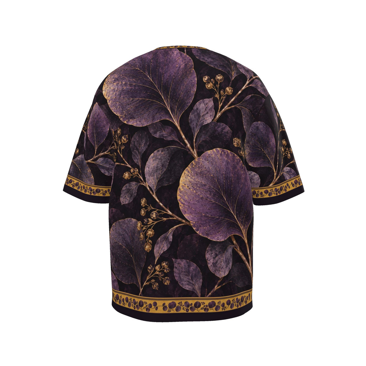 Amethyst Leaf Nocturne Luxury Oversized Cotton T-Shirt