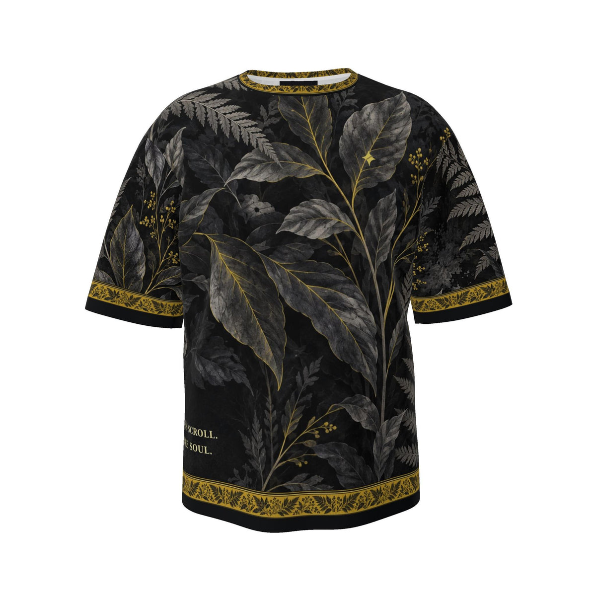 Graphite Fern Soul Luxury Oversized Cotton T-Shirt