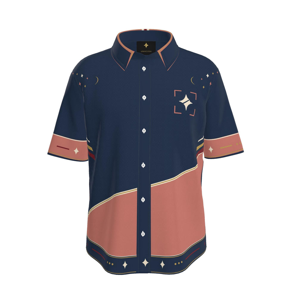 Midnight Rose Tide Luxury Cotton Satin Button-Up Shirt