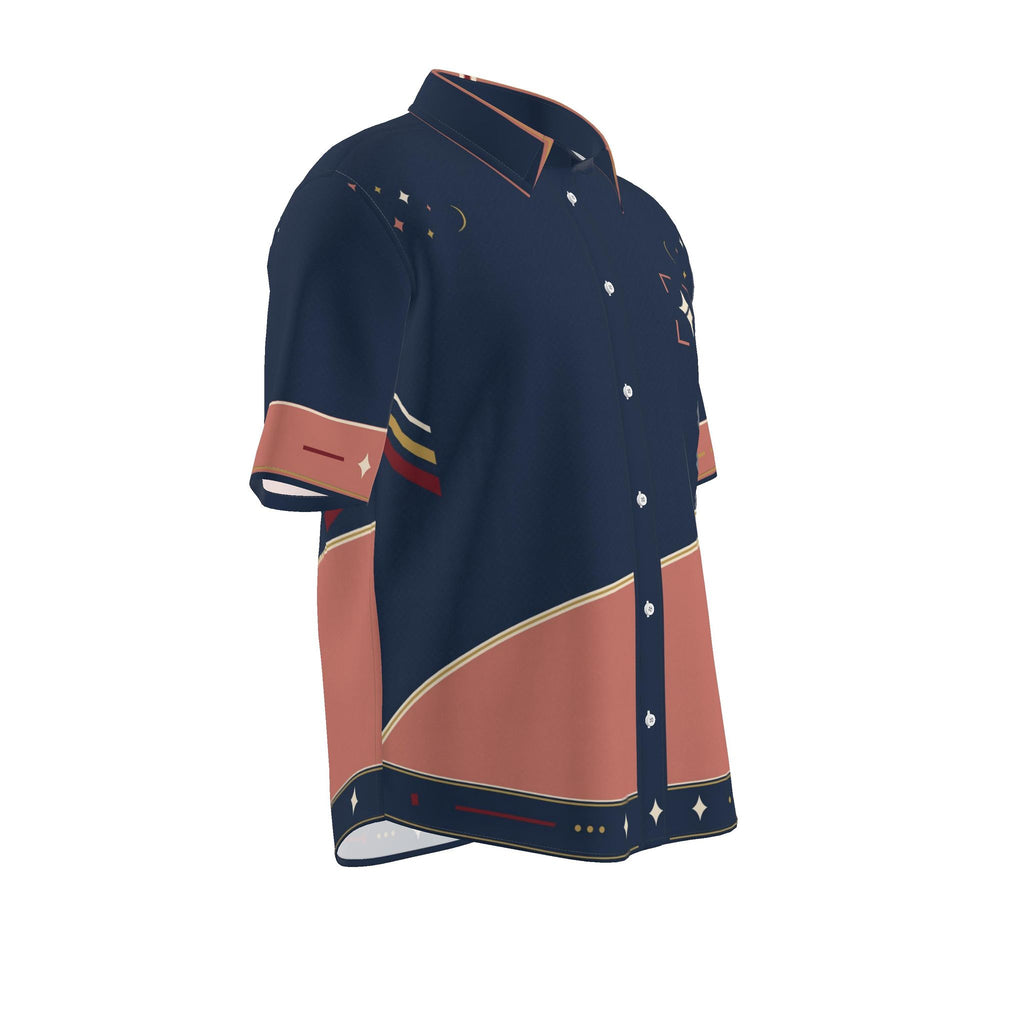 Midnight Rose Tide Luxury Cotton Satin Button-Up Shirt