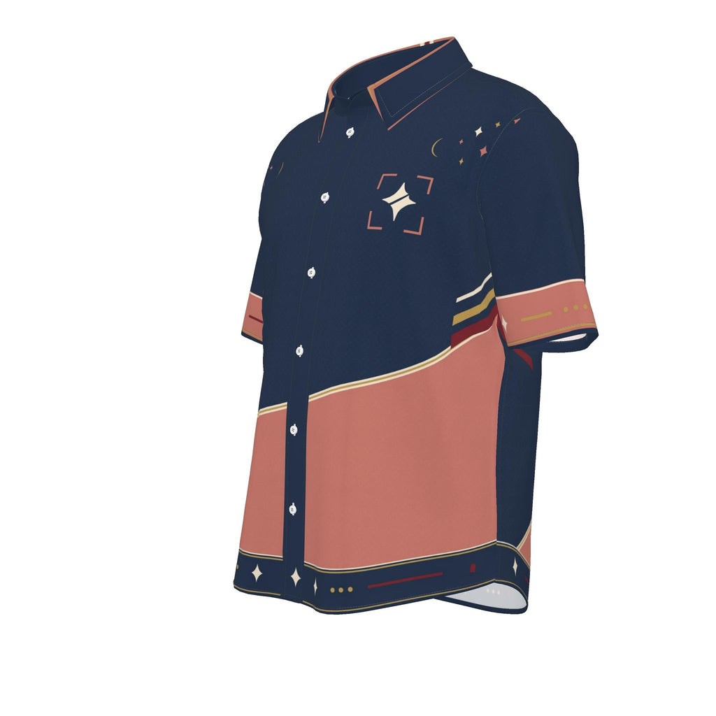 Midnight Rose Tide Luxury Cotton Satin Button-Up Shirt